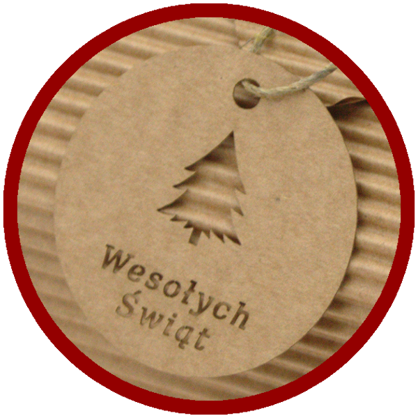 Przywieszka tekturowa wycinana laserowo Przywieszka tekturowa wycinana laserowo